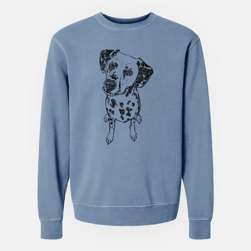 Doodled Daisy Mae the Dalmatian - Unisex Pigment Dyed Crew Sweatshirt Chic Hoodie Sweatshirt