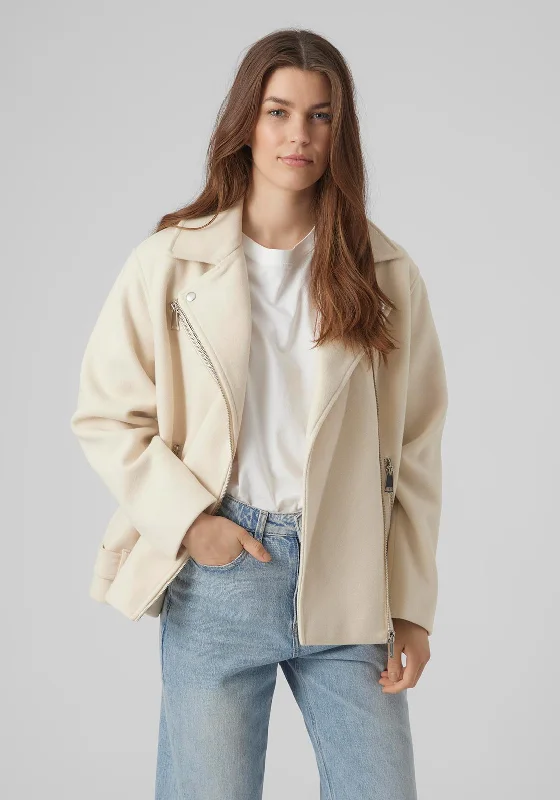 Vero Moda Emmy Soft Touch Biker Jacket, Oatmeal Women's Gucci jackets