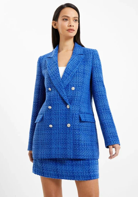 French Connection Azzurra Tweed Blazer, Light Blue Depths Women's motorcycle jackets