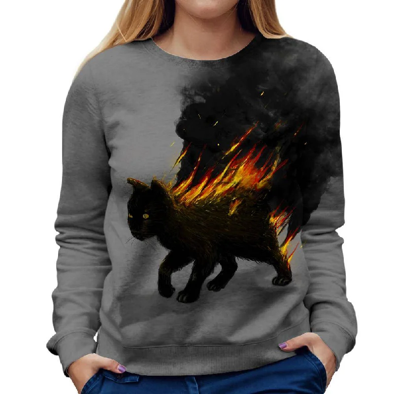 The Cat Is On Fire Womens Sweatshirt Women’s Hoodie Sweater