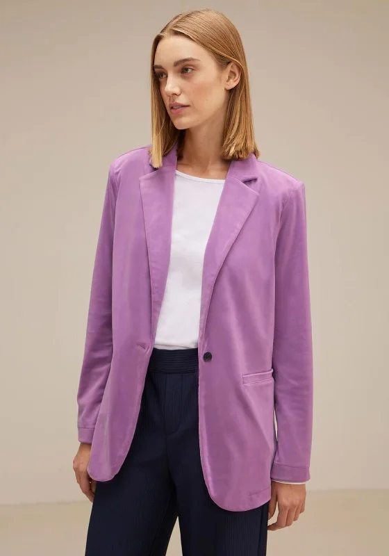 Street One Velvet Look Long Blazer, Cool Lilac Women's lightweight summer jackets