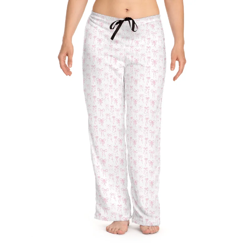 Pretty in Pink Coquette Bow Patterned Women's Pajama Pants Relaxed Fit Hoodie