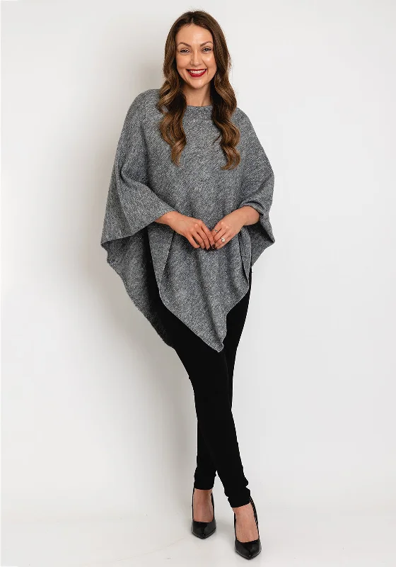 Soyaconcept Vianna Shimmery Knitted Poncho, Grey Women's cotton jackets