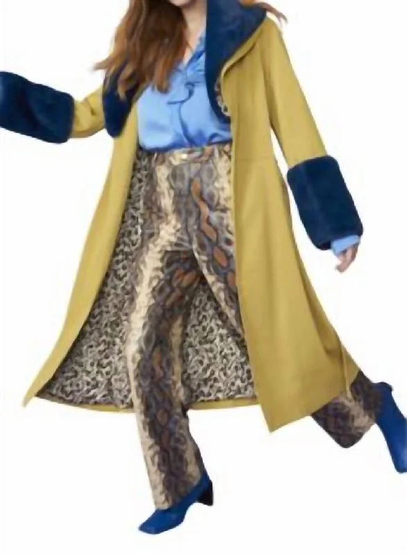 Trench Coat In Blue/yellow Women's best-selling jackets