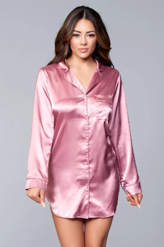 Kimberly Satin Sleepshirt Dusty Rose Floral pajama sets