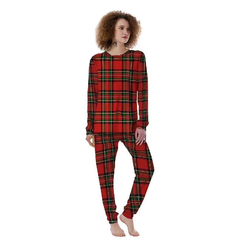 Scottish Stewart Tartan Print Pattern Women's Pajamas Best pajama sets for sensitive skin