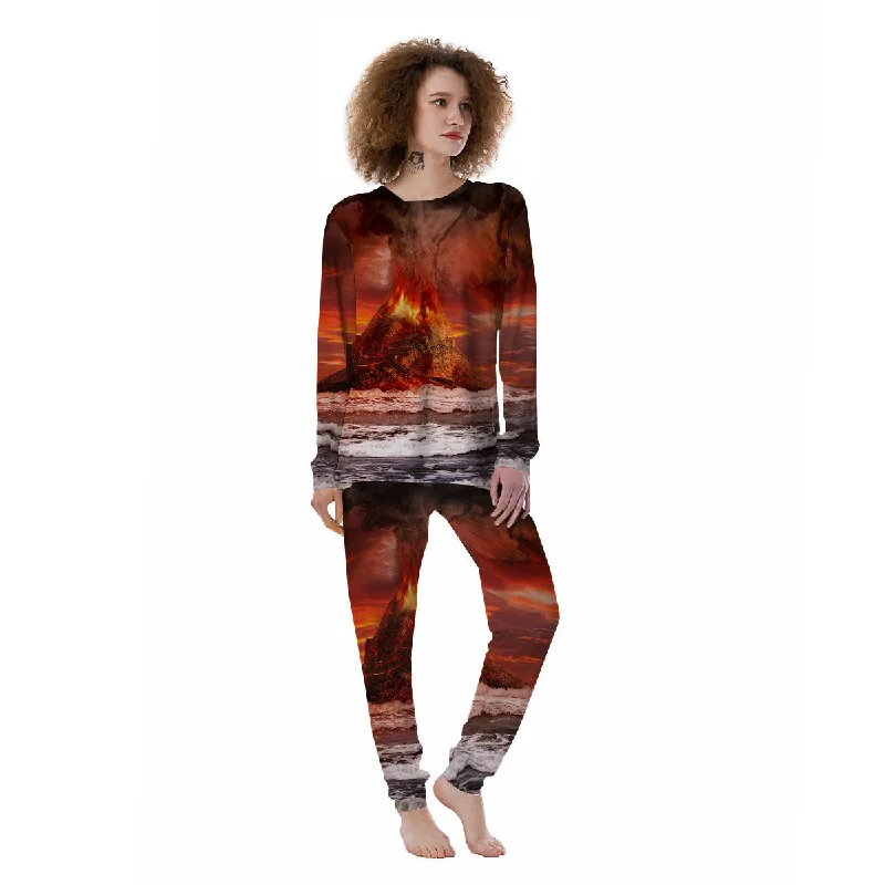 Sea And Volcano Print Women's Pajamas Pajama sets under $50