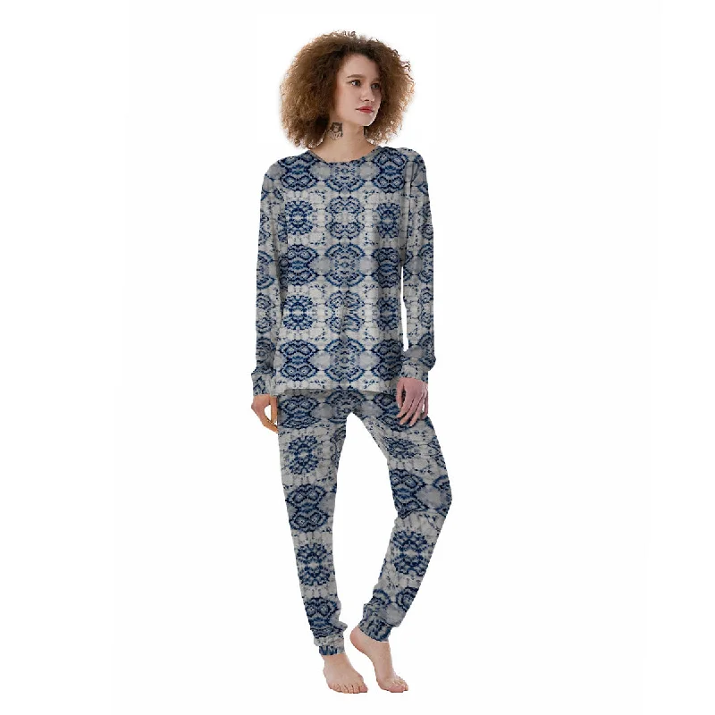 Shibori Watercolor Print Pattern Women's Pajamas Nursing pajama sets