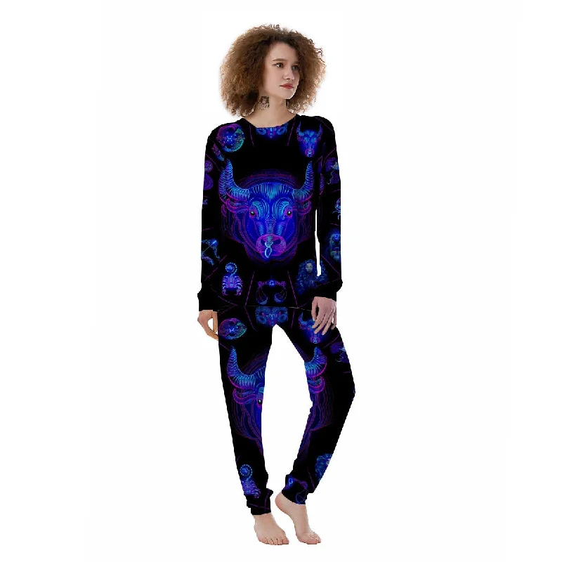 Signs Astrological And Taurus Print Women's Pajamas Hoodie pajama sets