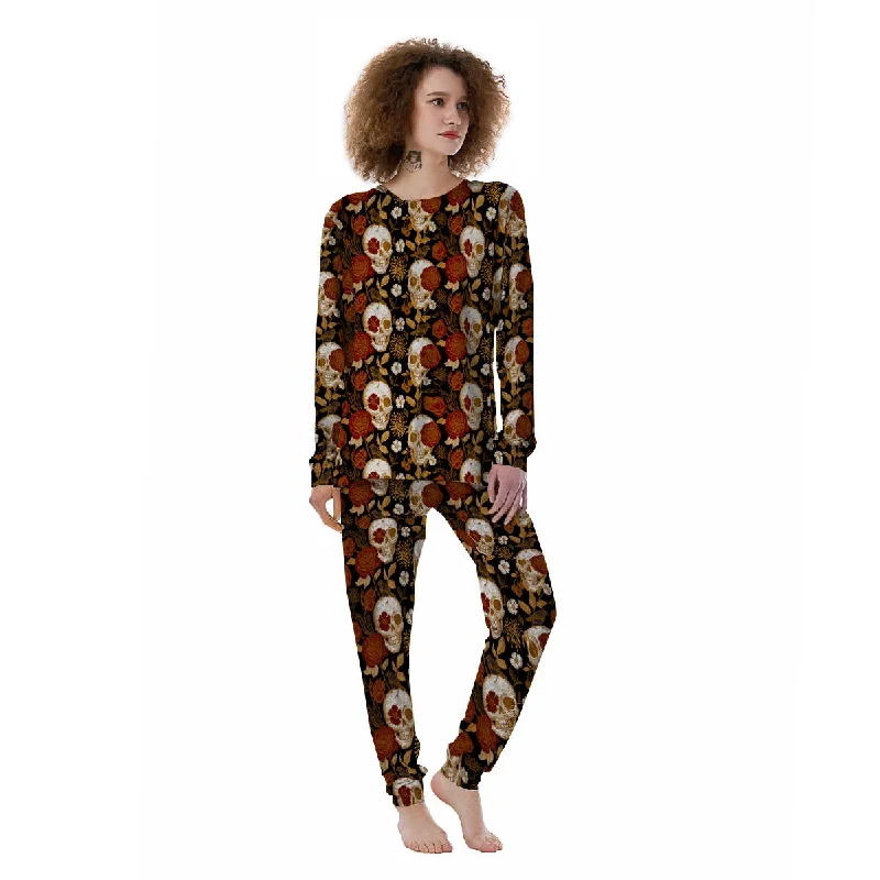 Skull Floral Vintage Print Pattern Women's Pajamas Classic pajama sets