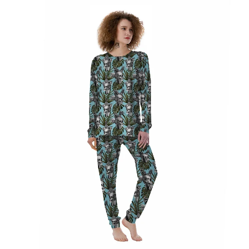 Skull Pineapple Tropical Print Pattern Women's Pajamas Winter pajama sets