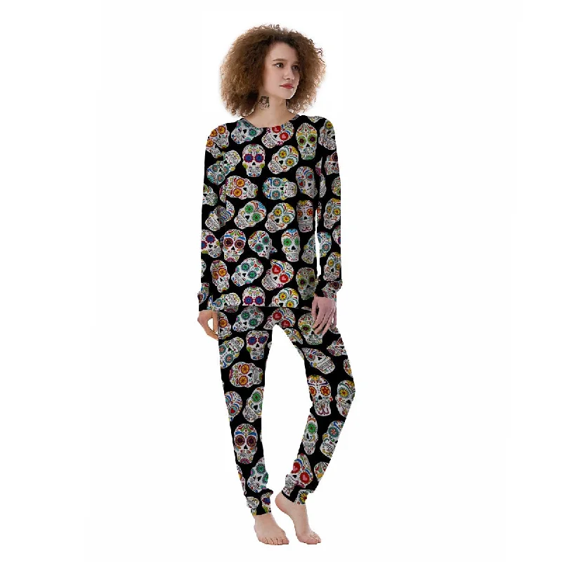 Skull Sugar Print Pattern Women's Pajamas Summer pajama sets