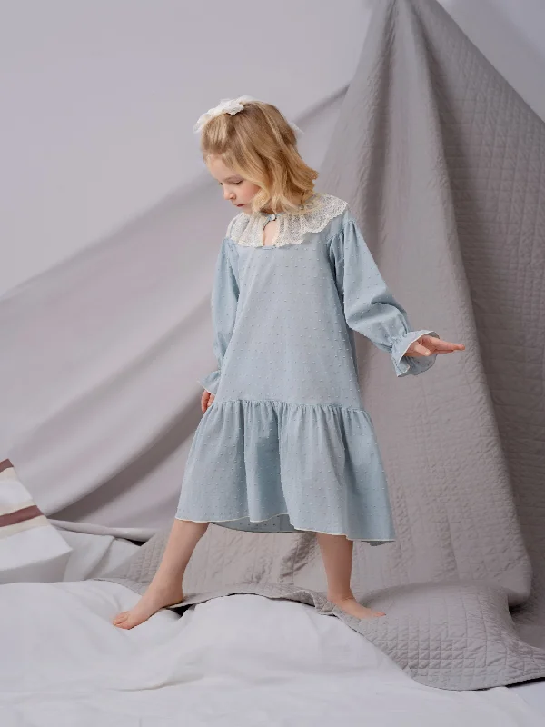 VIOLETTA - GIRLS COTTON NIGHTDRESS BLUE Cartoon pajama sets