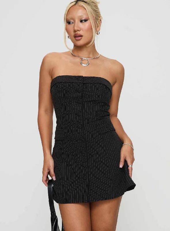 Change It Up Mini Dress Black / Pinstripe Chic mini dresses