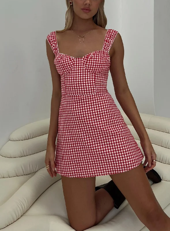 Faubert Mini Dress Red Gingham Shein mini dresses