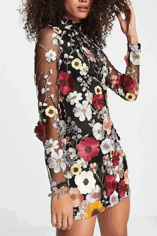 Samantha 3D Flower Mini Dress Flowy mini dresses