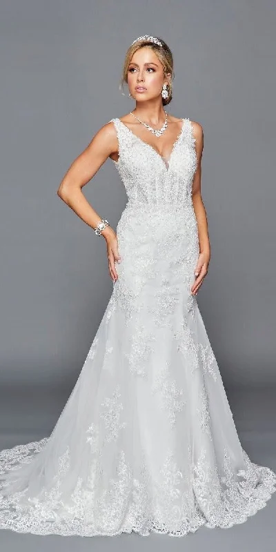 Deklaire Bridal 439 Sleeveless Trumpet Wedding Gown Beaded Lace Lace Sleeveless Dress