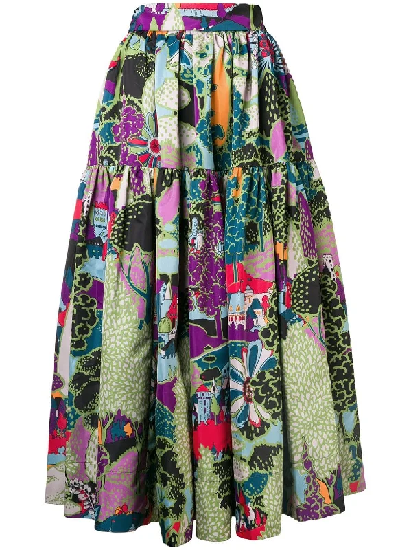 scenery print skirt Color block unclassified skirts