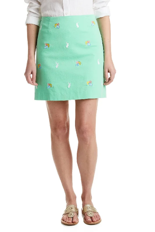 Ali Skirt Stretch Twill Spring Green with Easter Eggs and Bunny 19" Trendy new unclassified skirts