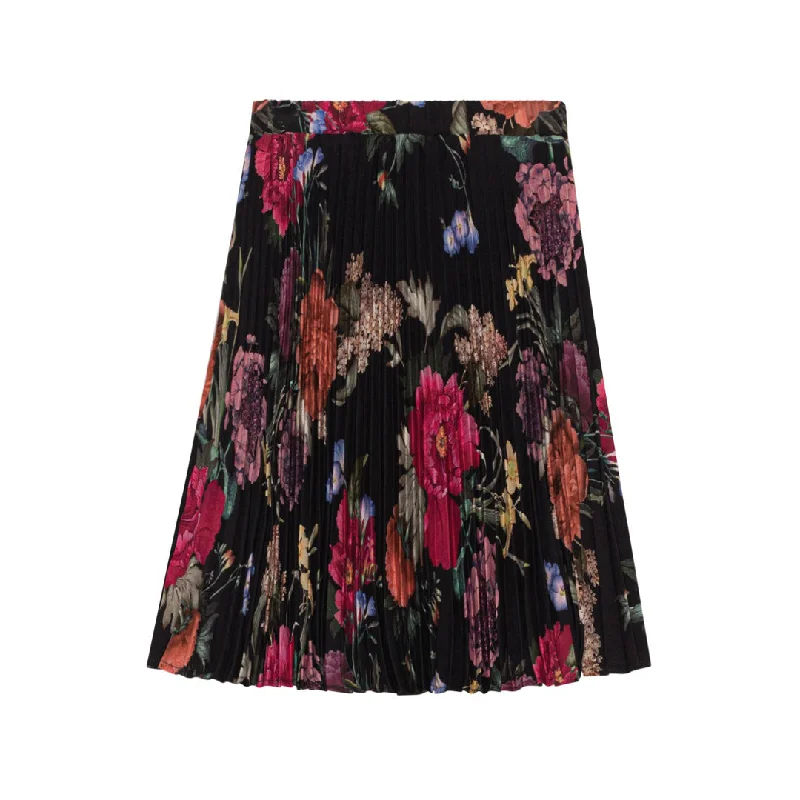 CHRISTINA ROHDE DARK FLORAL PLEATED SKIRT Elegant unclassified skirts