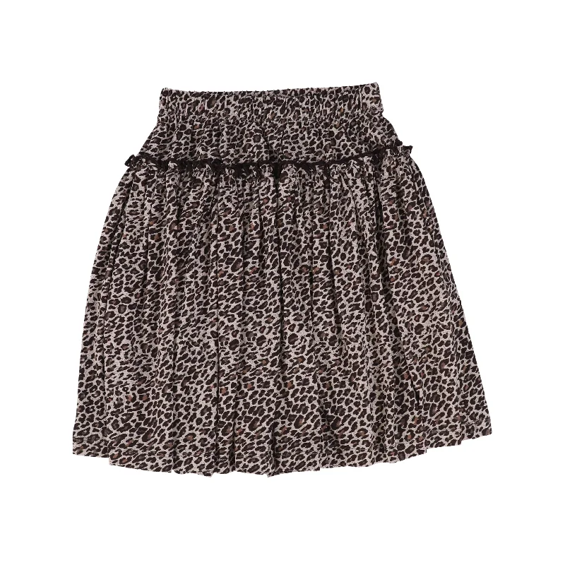 MARMAR LAVENDER LEOPARD PRINT RUFFLE FLARE SKIRT Leather unclassified skirts