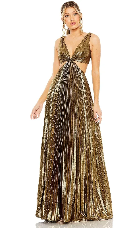 Ieena Duggal 27083 - Pleated Metallic A-line Gown Budget-friendly party dresses