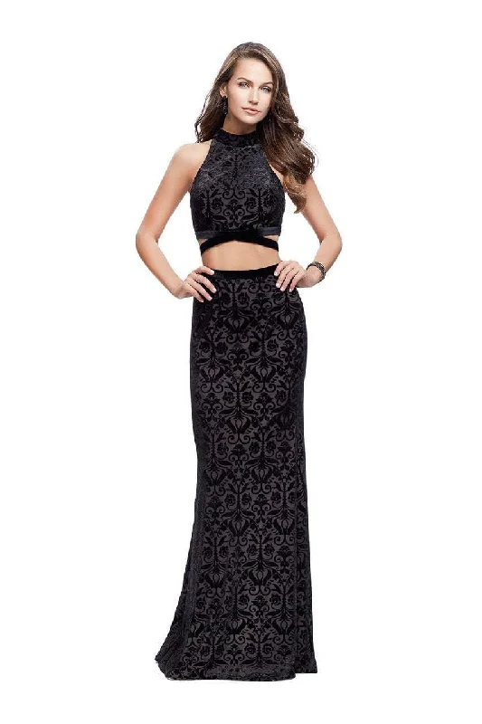 La Femme - 25589 High Neck Two-Piece Velvet Sheath Gown Summer party dresses