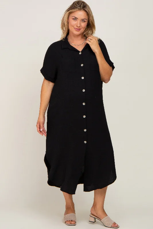 Black Button Down Hi Low Maternity Plus Maxi Dress Birthday maxi dresses