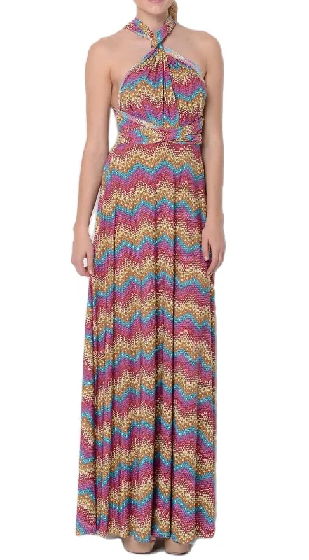 VON VONNI Women's Purple Mosaic Transformer Dress Long One Size VVL101 $120 Sleeveless maxi dresses