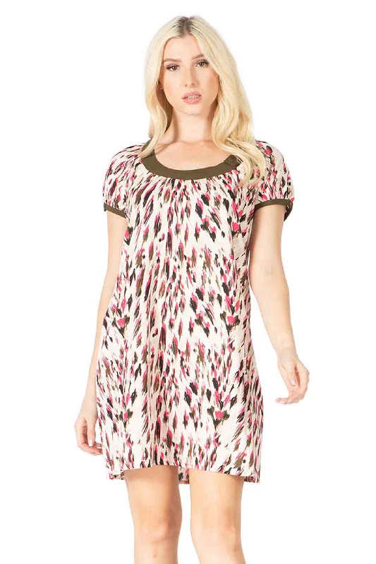 Exotic Print Scoop Neck Printed Dress Stretchy floral dresses