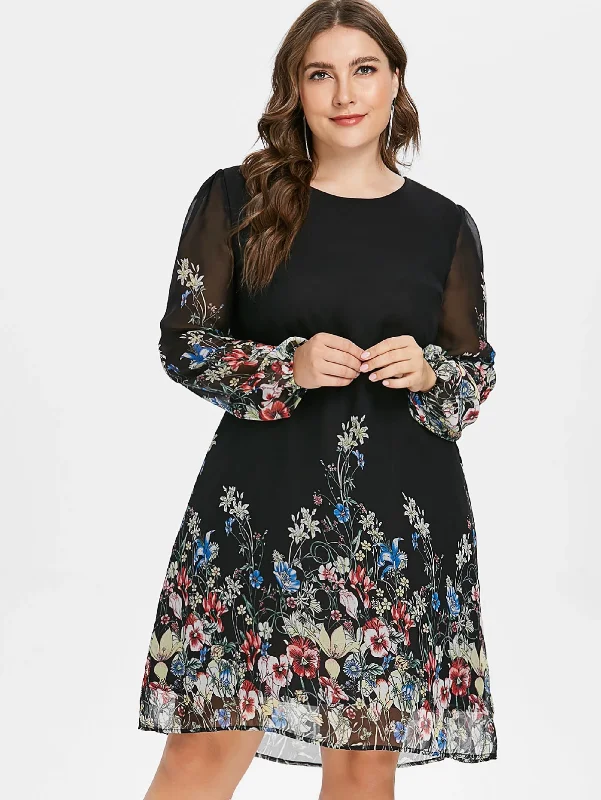 Women's Spring/Summer A-Line O-Neck Floral Dress | Plus Size Best floral dresses for outdoor weddings