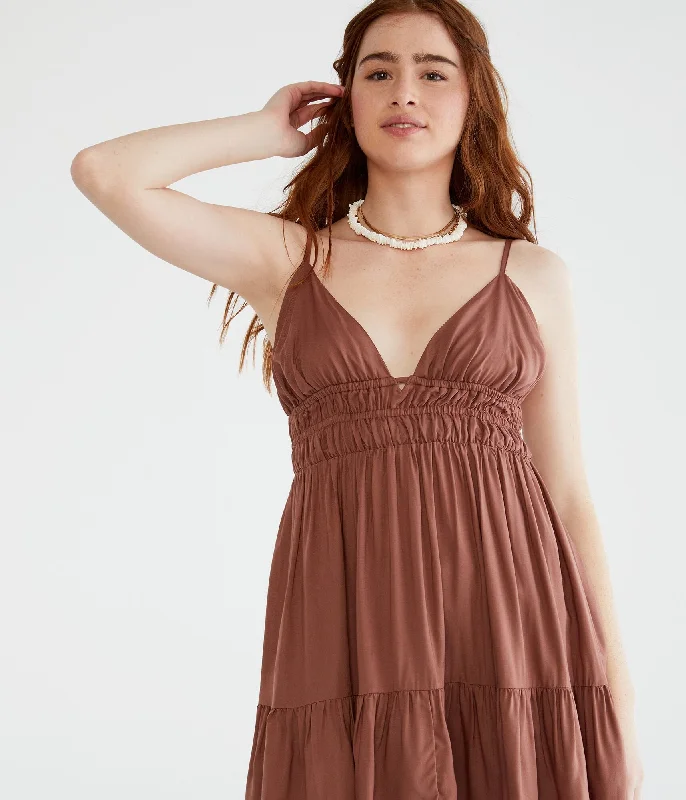 Aeropostale Solid V-Neck Babydoll Dress Street style unclassified dresses