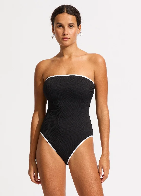 Beach Bound DD Bandeau One Piece - Black Metallic unclassified dresses