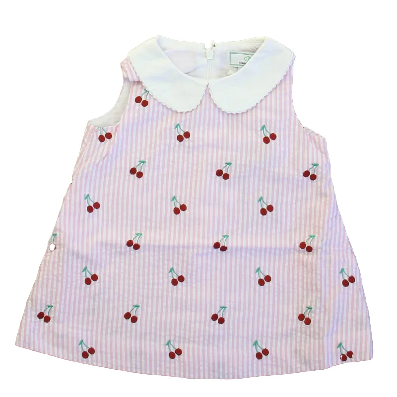 Classic Prep Girls Cherries on Pink Stripe Dress Size: 12-24 Months Neutral tone unclassified dresses