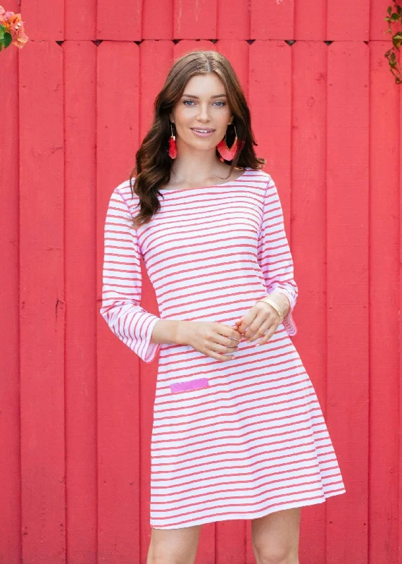 Coral Geo Stripe Cabana Shift Dress Minimalist unclassified dresses