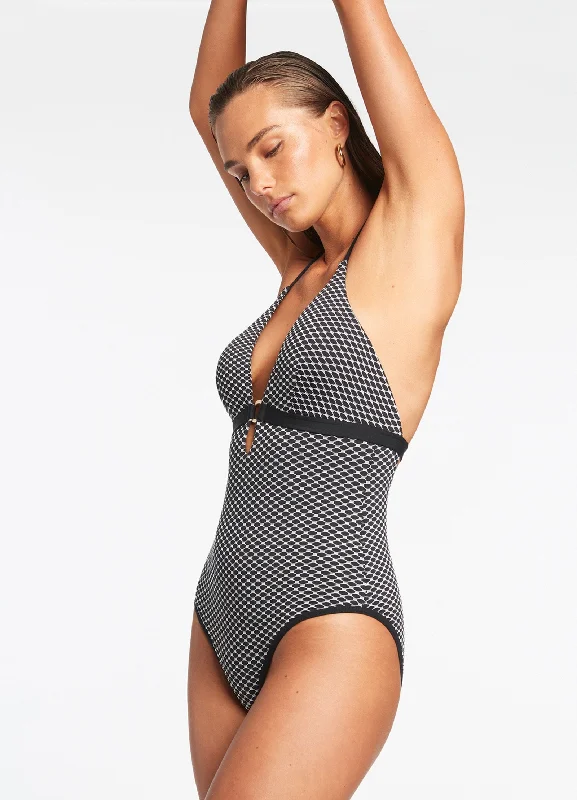 Corallo Deep Plunge One Piece - Black Short unclassified dresses