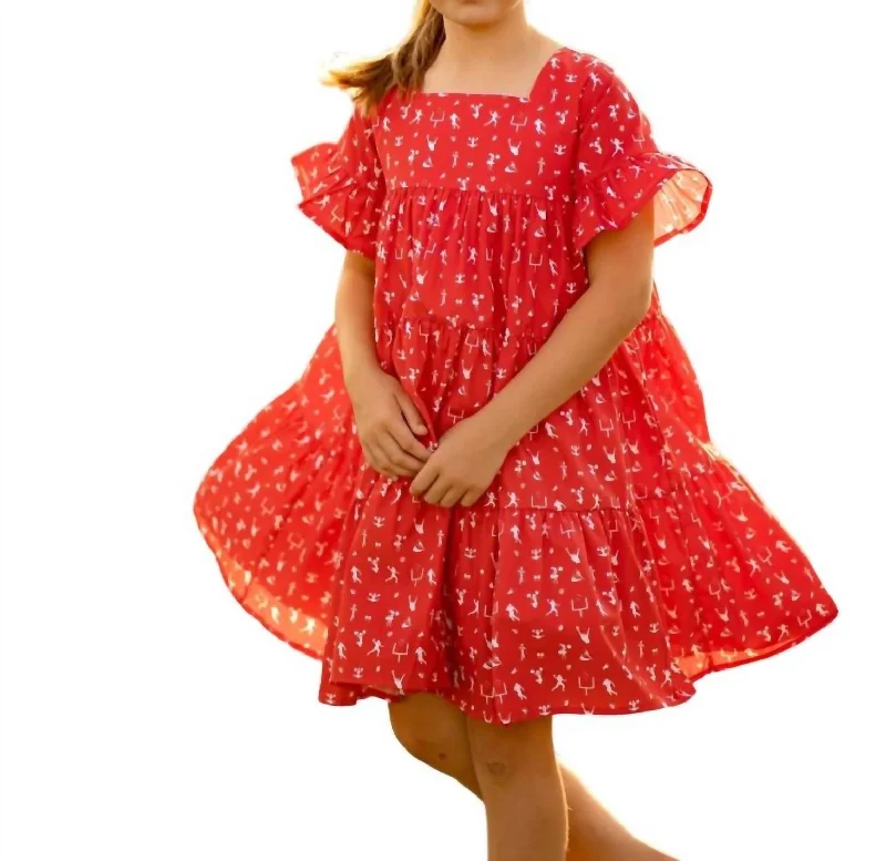 Game Day Tier Dress In Red Pastel unclassified dresses