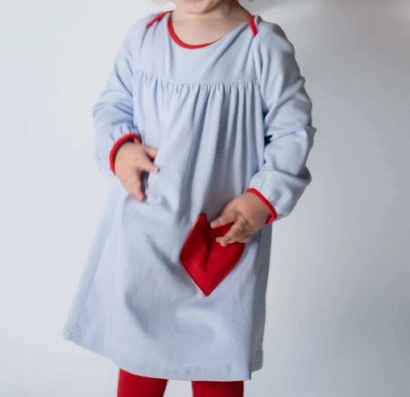 Girls Big Hearts Tunic Dress In Light Blue Earthy tone unclassified dresses