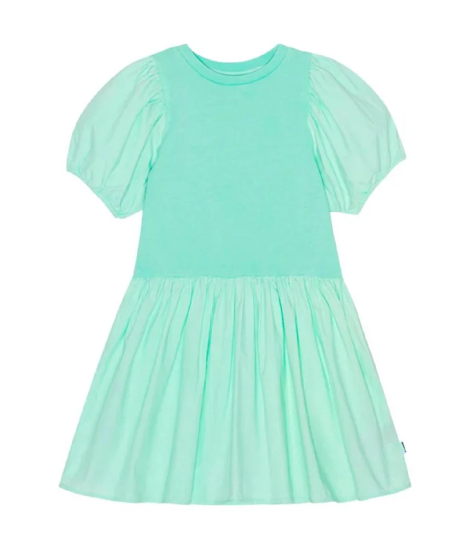 Girl's Chikako Dress In Cool Mint Off-shoulder unclassified dresses