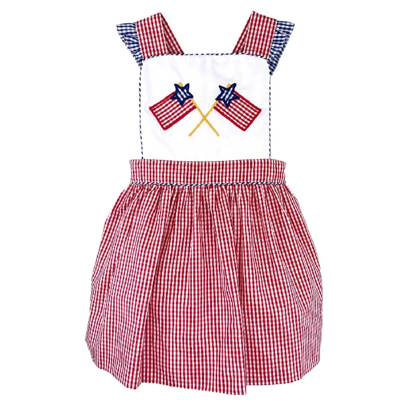 Girl's Dress With Flag Appliques In Red Anniversary unclassified dresses