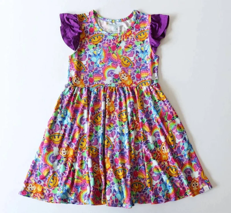 Girl's Flutter Dress In Retro Pups Fashionable unclassified dresses