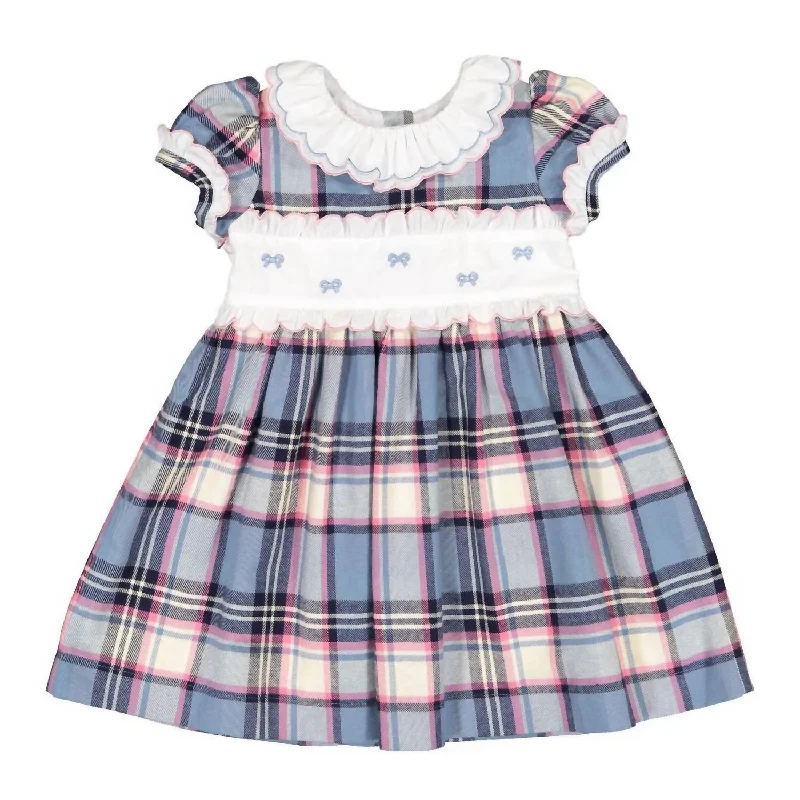 Girls' Frosty Tartan Dress In Blue Spring unclassified dresses