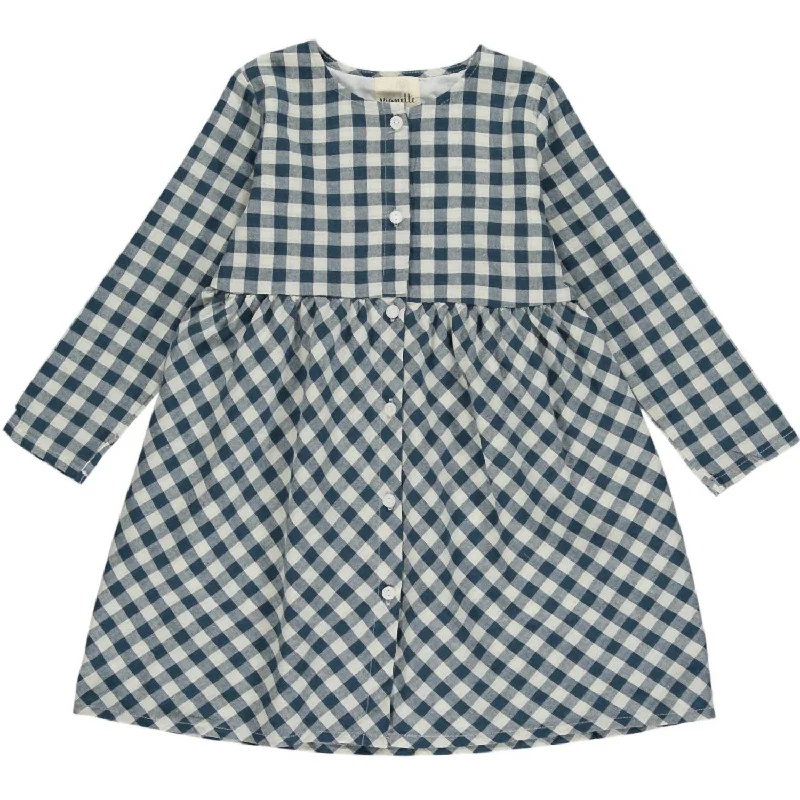 Girl's Kit Plaid Dress In Navy Denim unclassified dresses