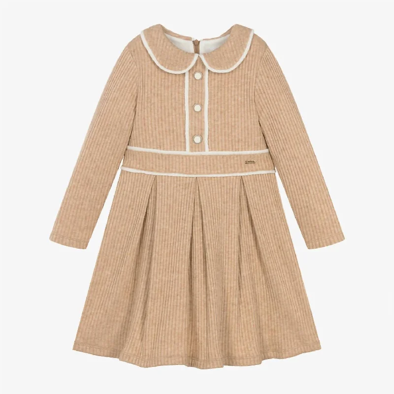 Girl's Knit Dress In Beige Winter unclassified dresses