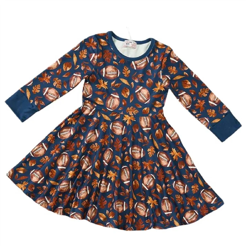 Girls Leafy Field Legends Dress In Navy/brown Spring unclassified dresses