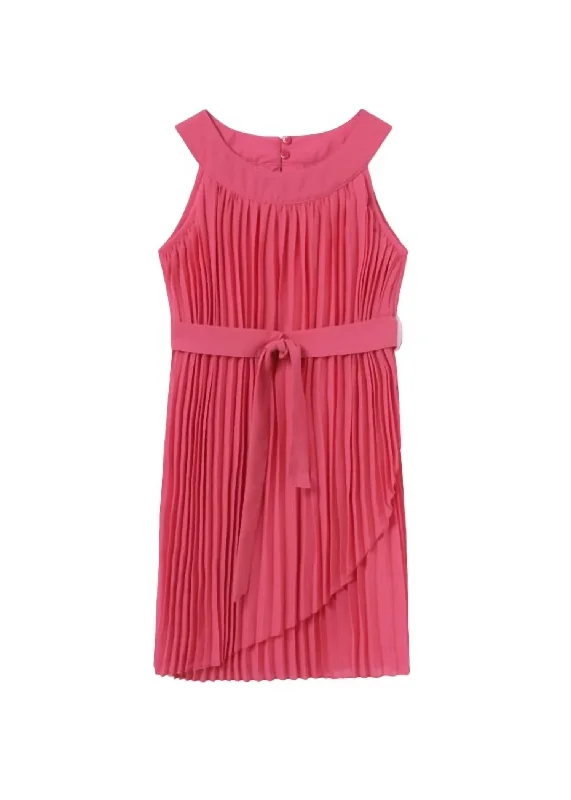 Girl's Pleated Dress In Bougainvillea Sleeveless unclassified dresses