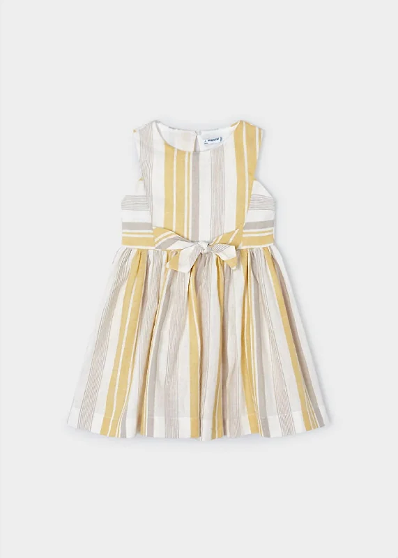 Girls Striped Dress In Honey Minimalist unclassified dresses