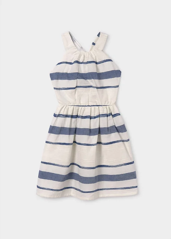 Girls Stripes Dress In Colbalt Corset unclassified dresses