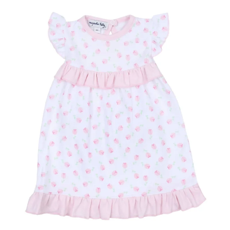 Girls' Tessa's Classic Print Ruffle Flutters Dress In Pink Date night unclassified dresses