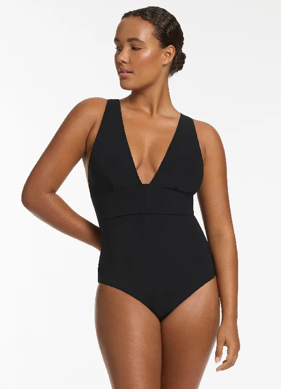 Jetset Plunge Tie Back One Piece - Black Formal unclassified dresses